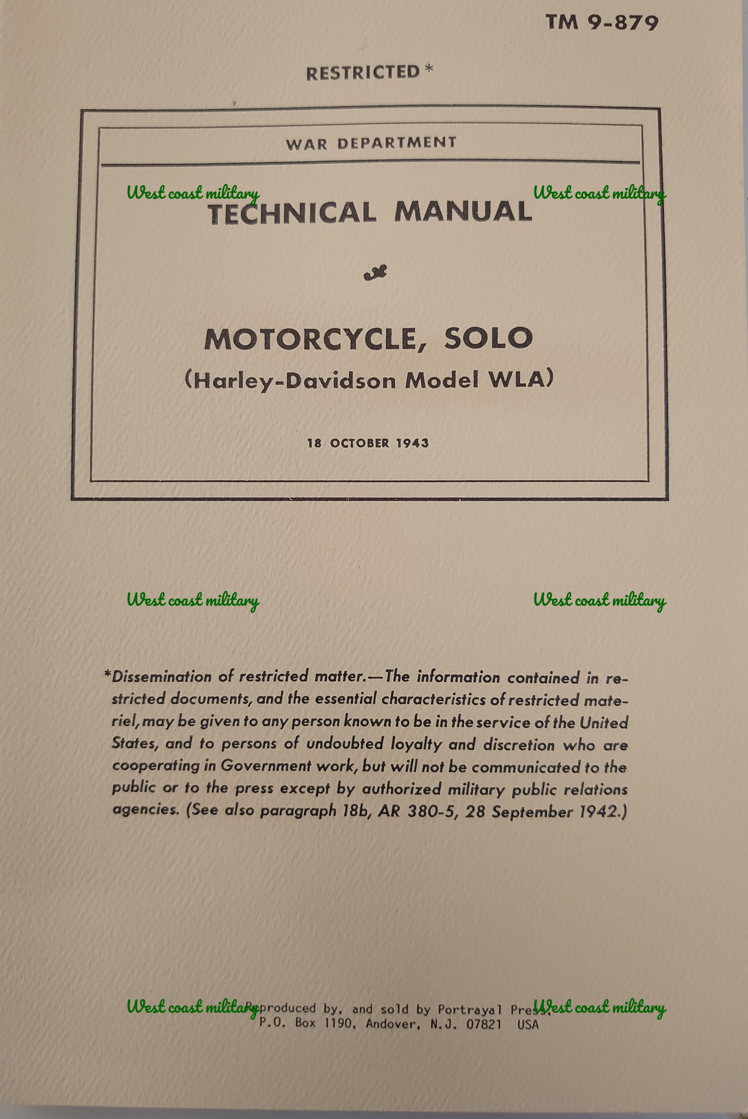 Operator and Repair Manual (Harley WLA G523)