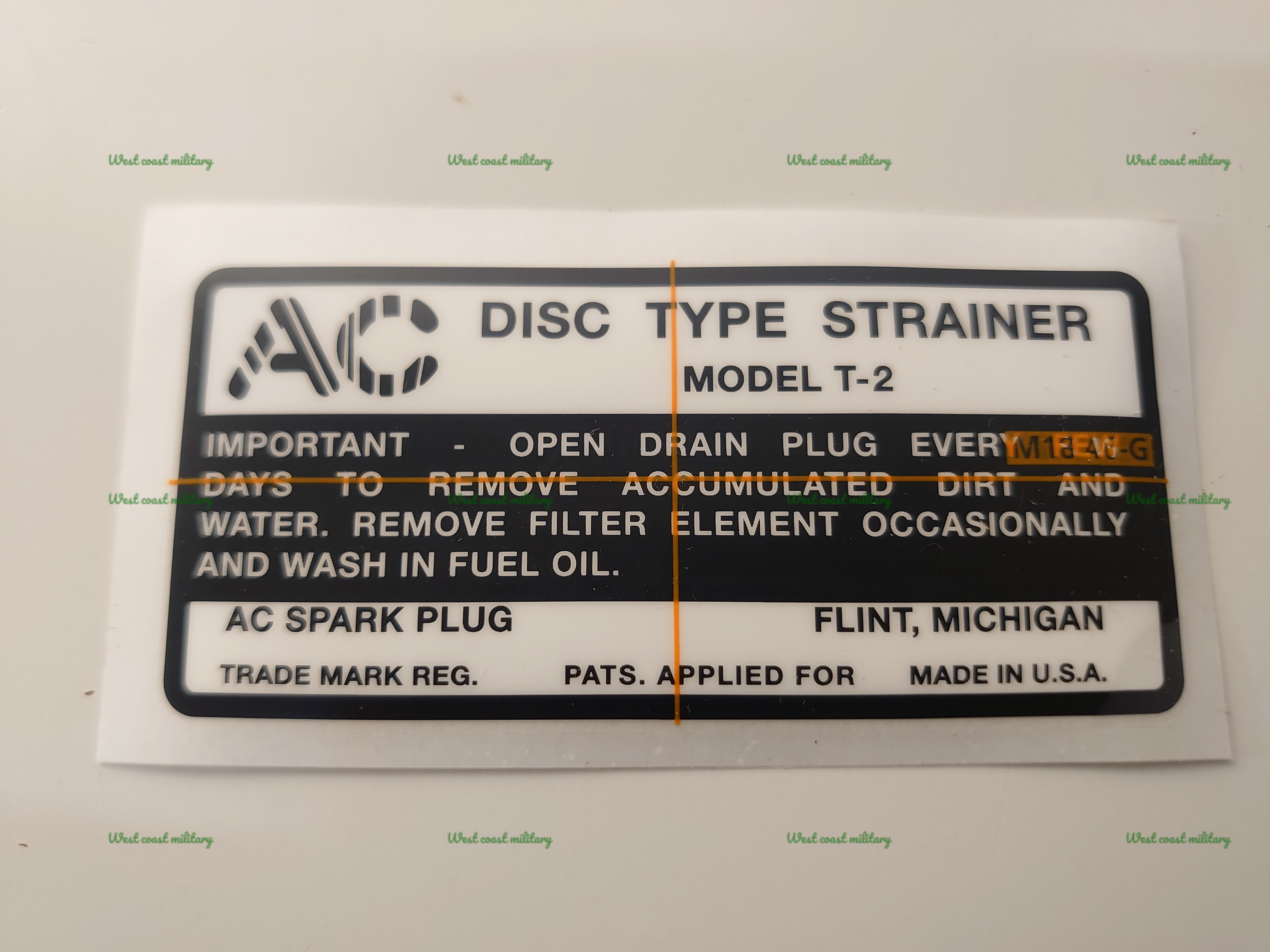 AC fuel strainer dekal