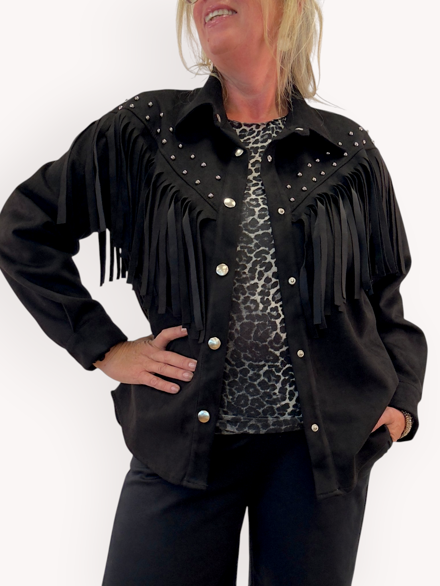 Jacket with fringe and studs - 2