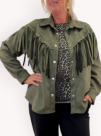 Jacket with fringe and studs