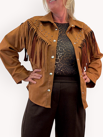 Jacket with fringe and studs
