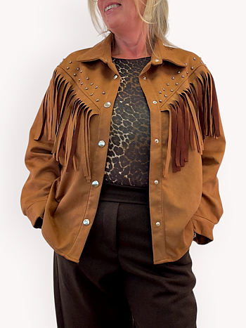 Jacket with fringe and studs