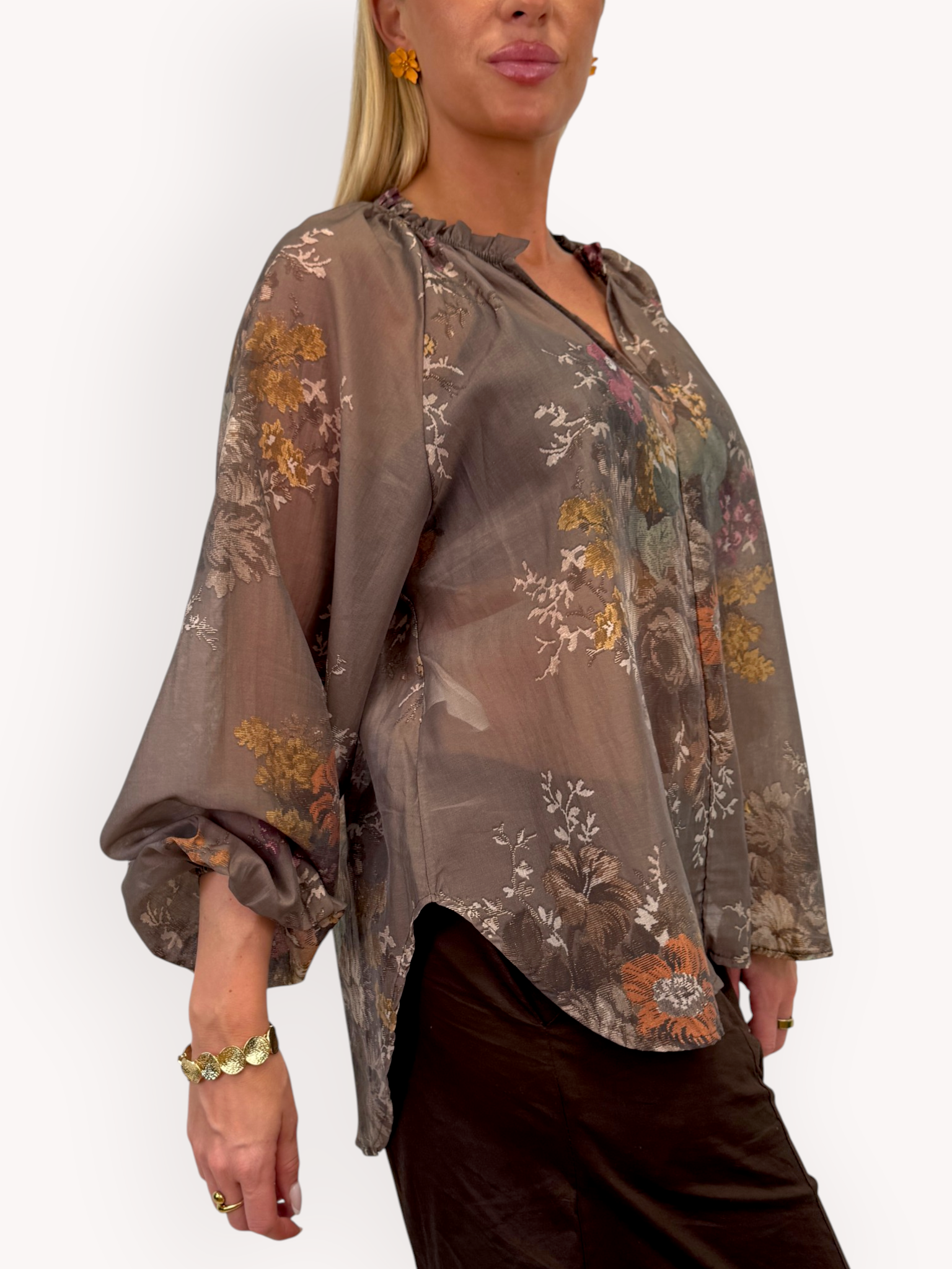 Blus med  blom mönster - 2