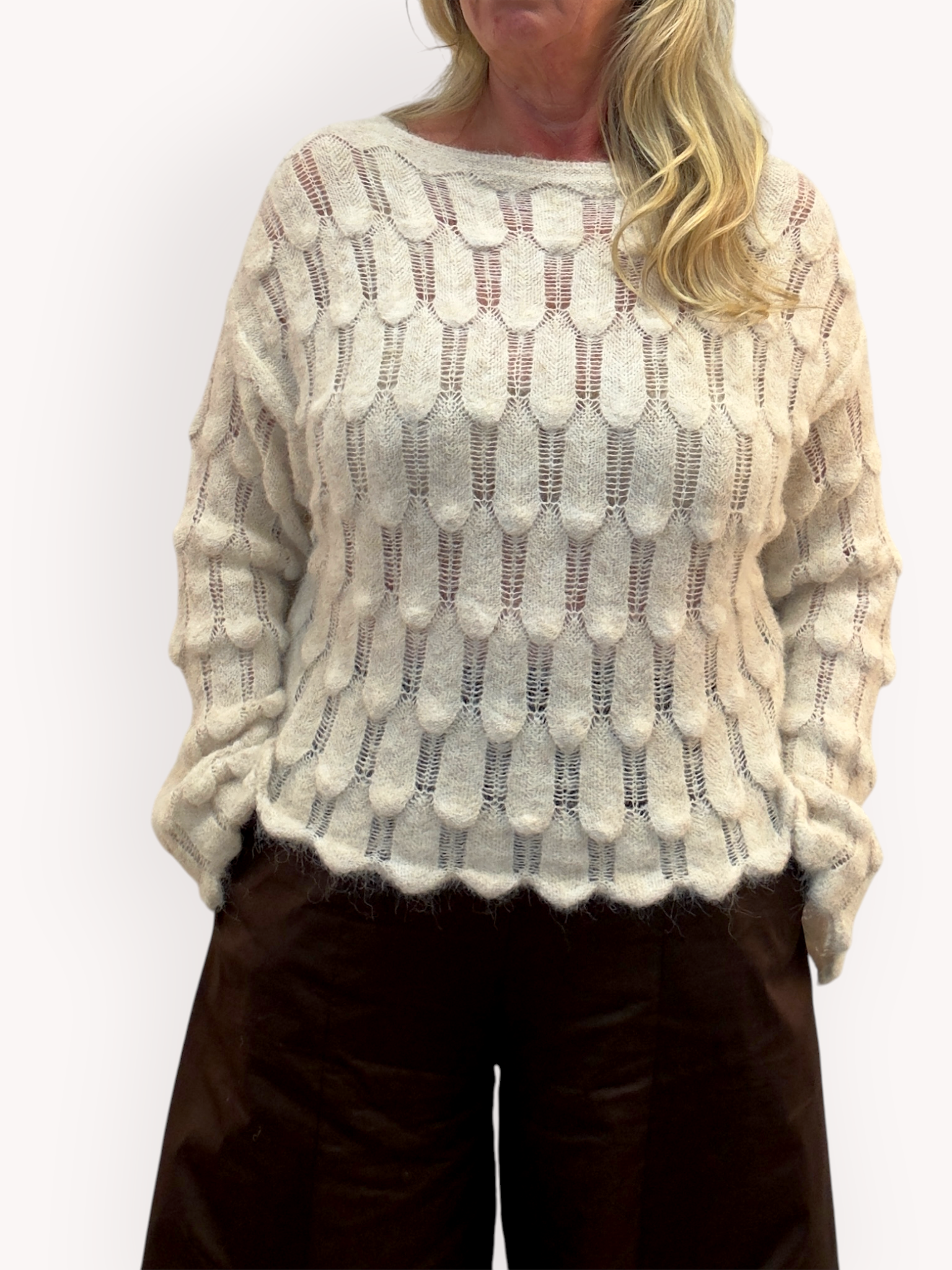 Stickad sweater med mönster - 3
