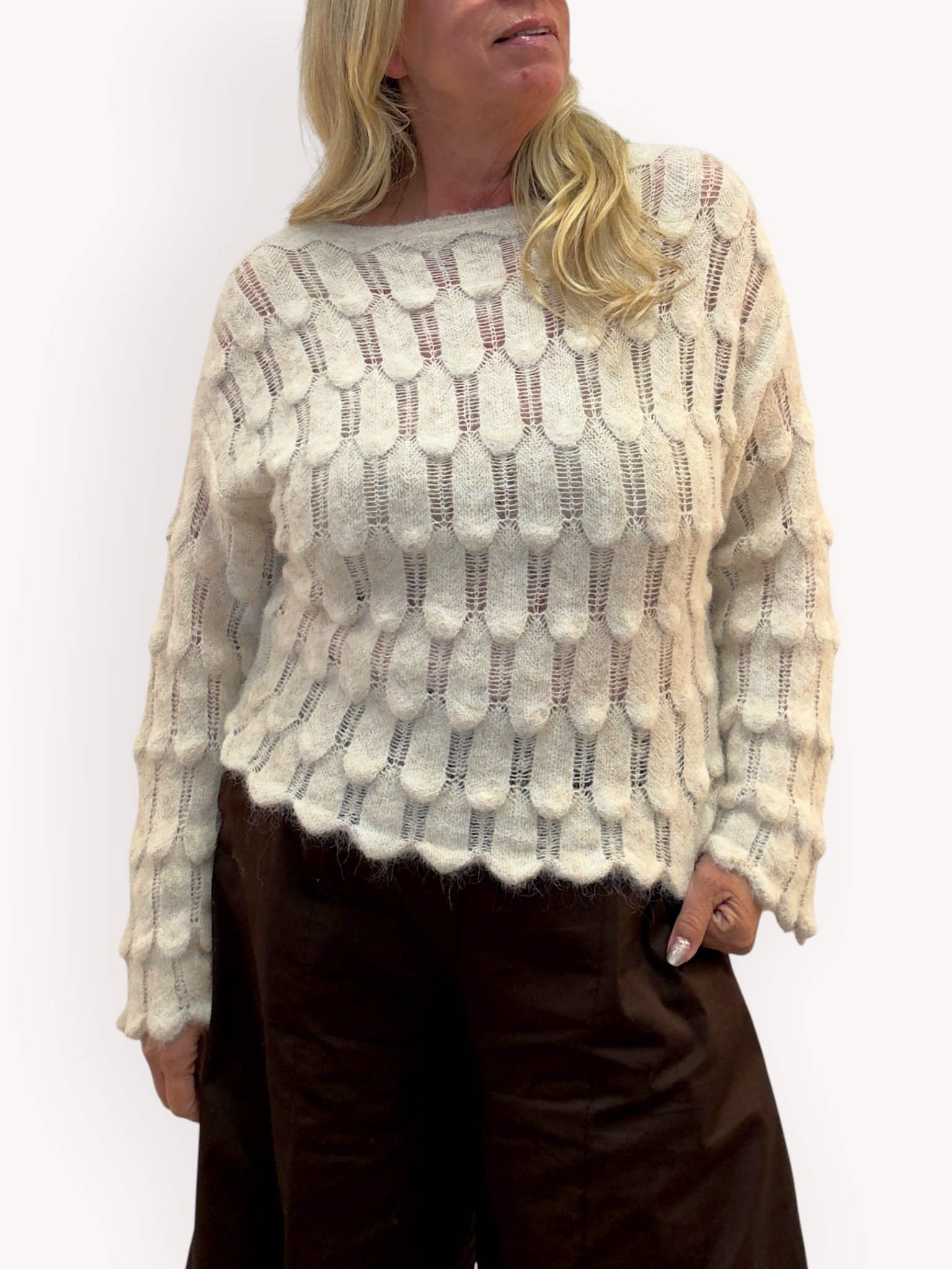 Stickad sweater med mönster - 2
