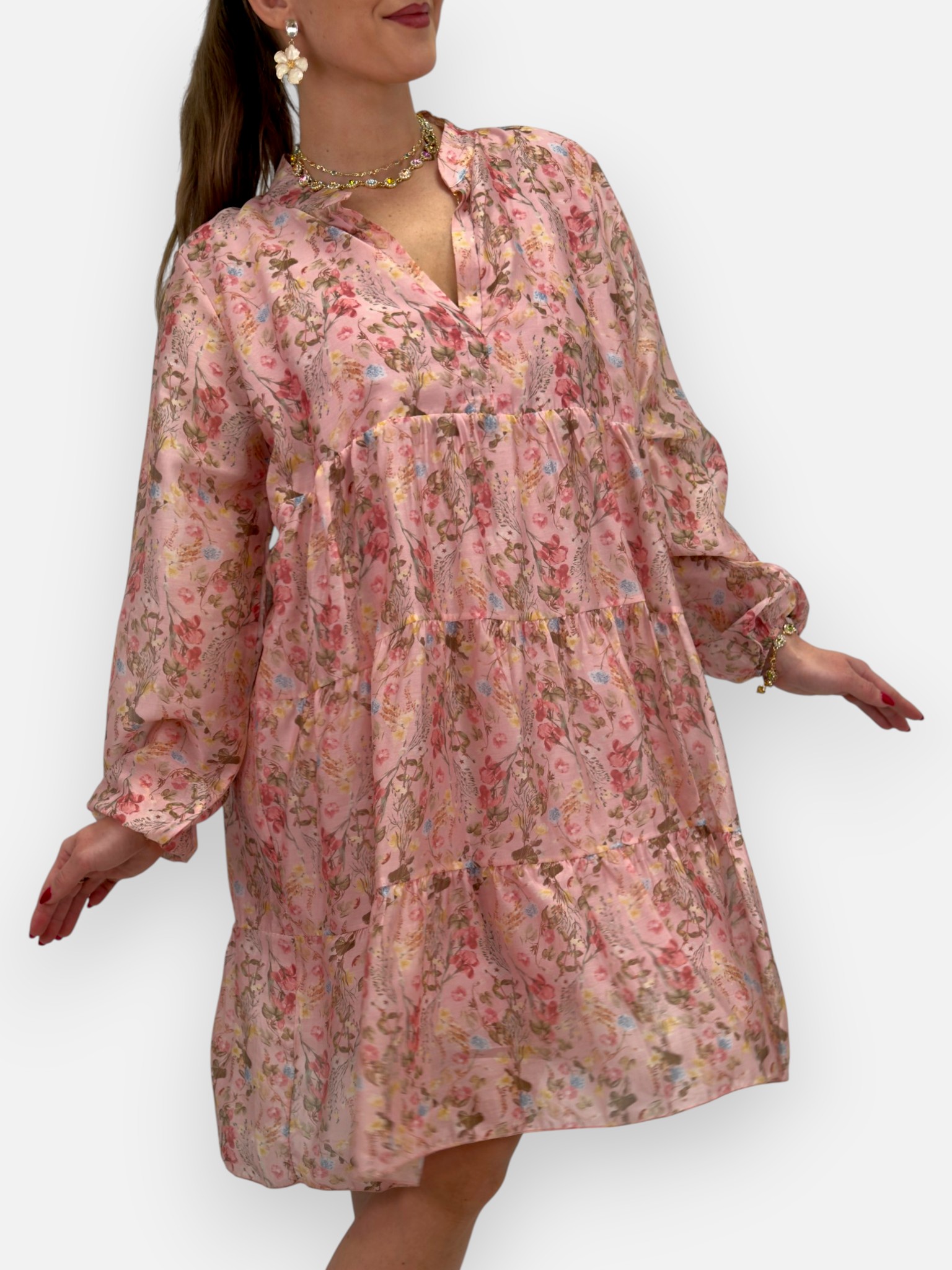 Blommig klänning i tencel