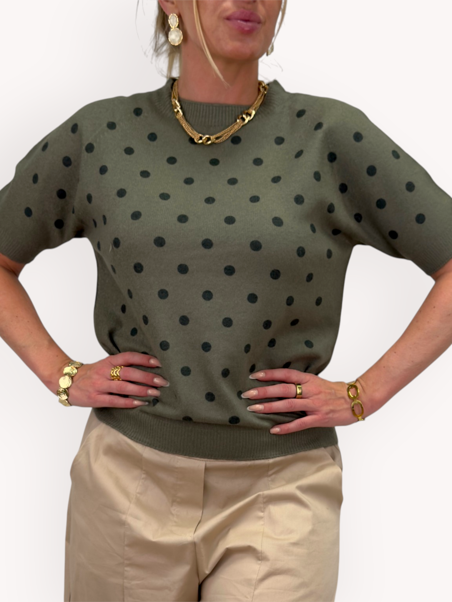 Knitted polka dot sweater