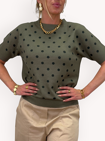 Knitted polka dot sweater