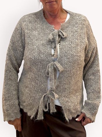 Knitted cardigan with tie bows