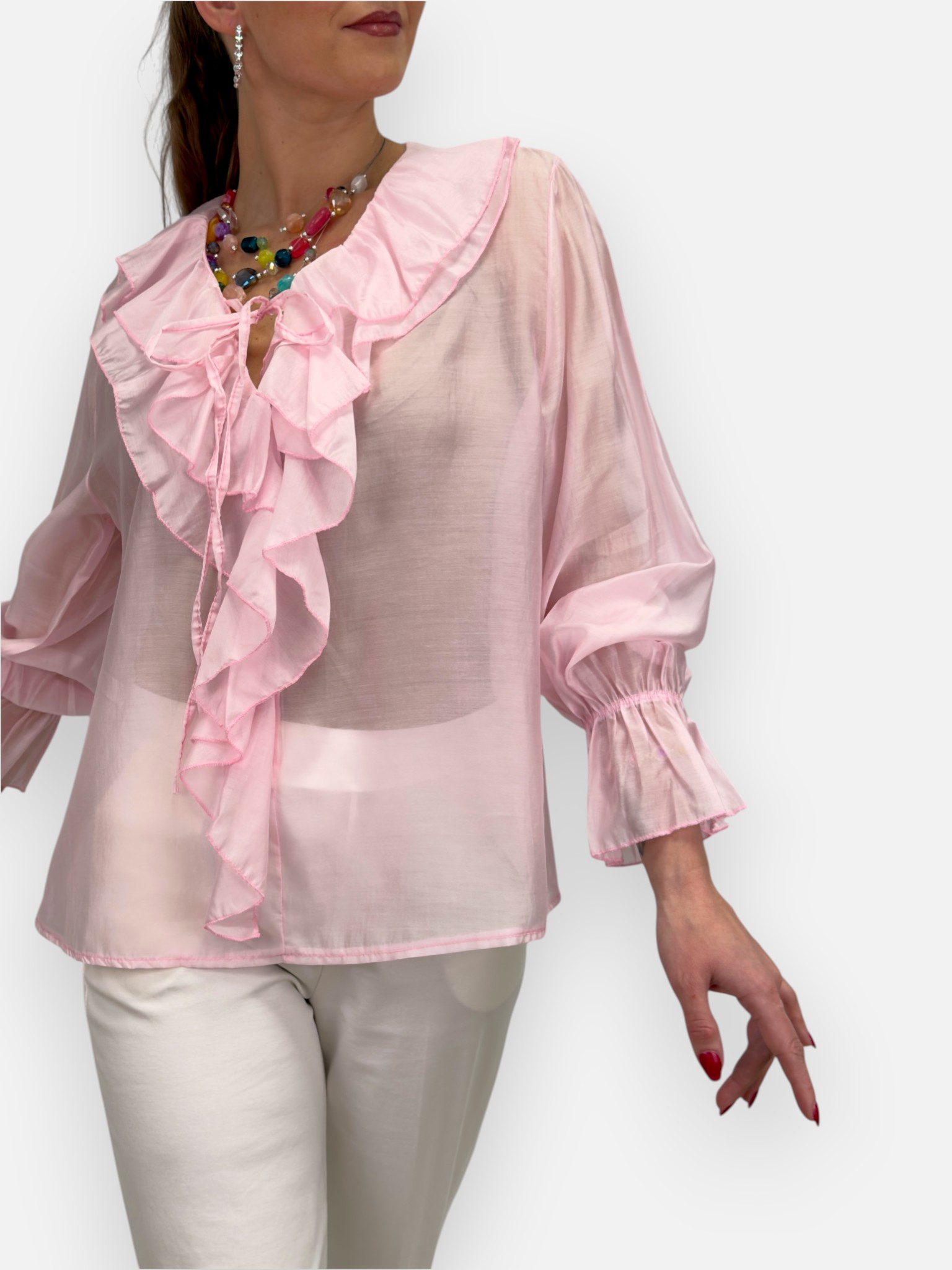 Blus med volanger