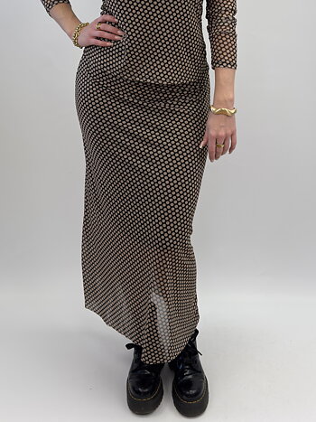 Prickmönstrad mesh-kjol