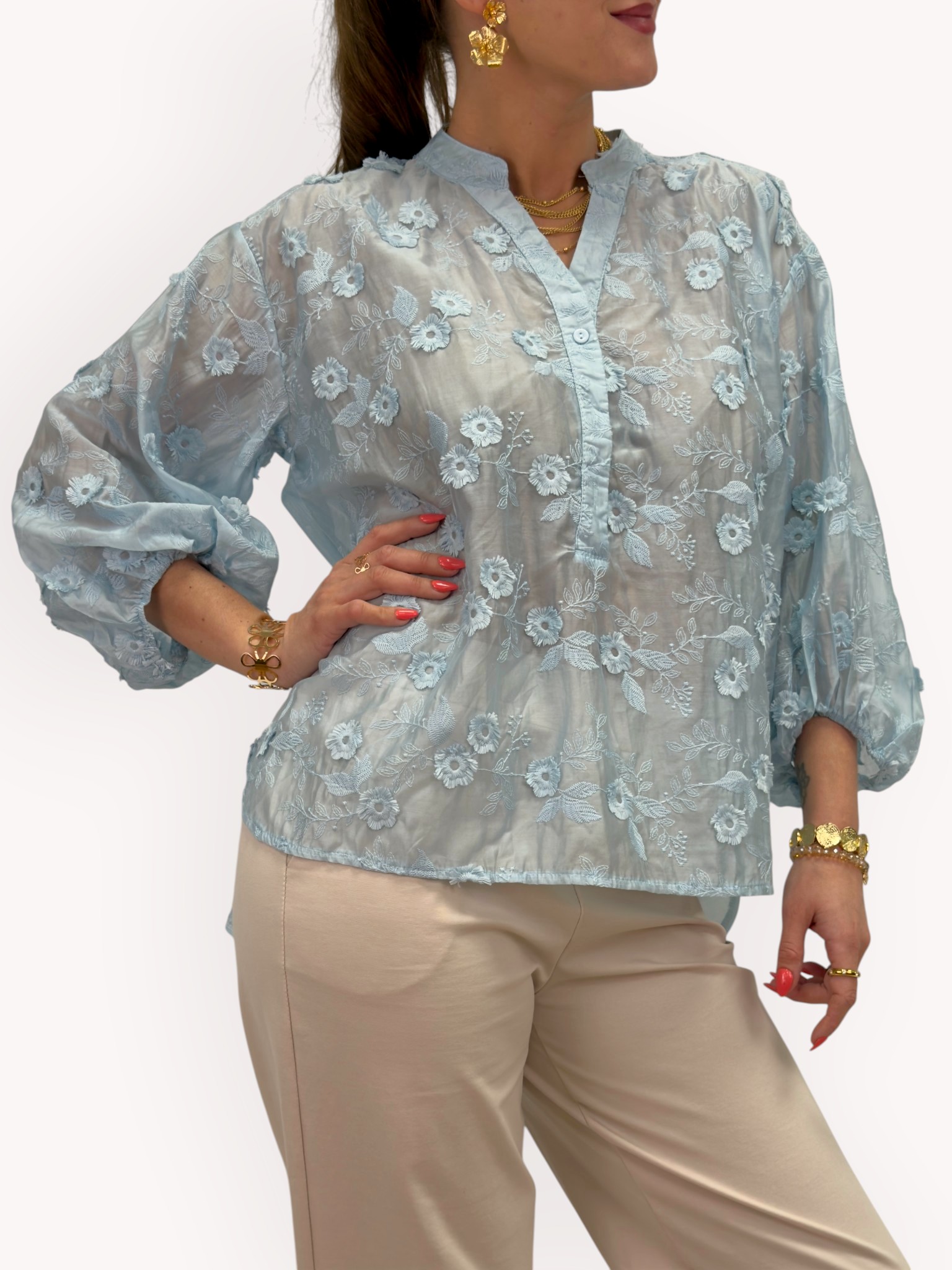 Blus med broderi - 3