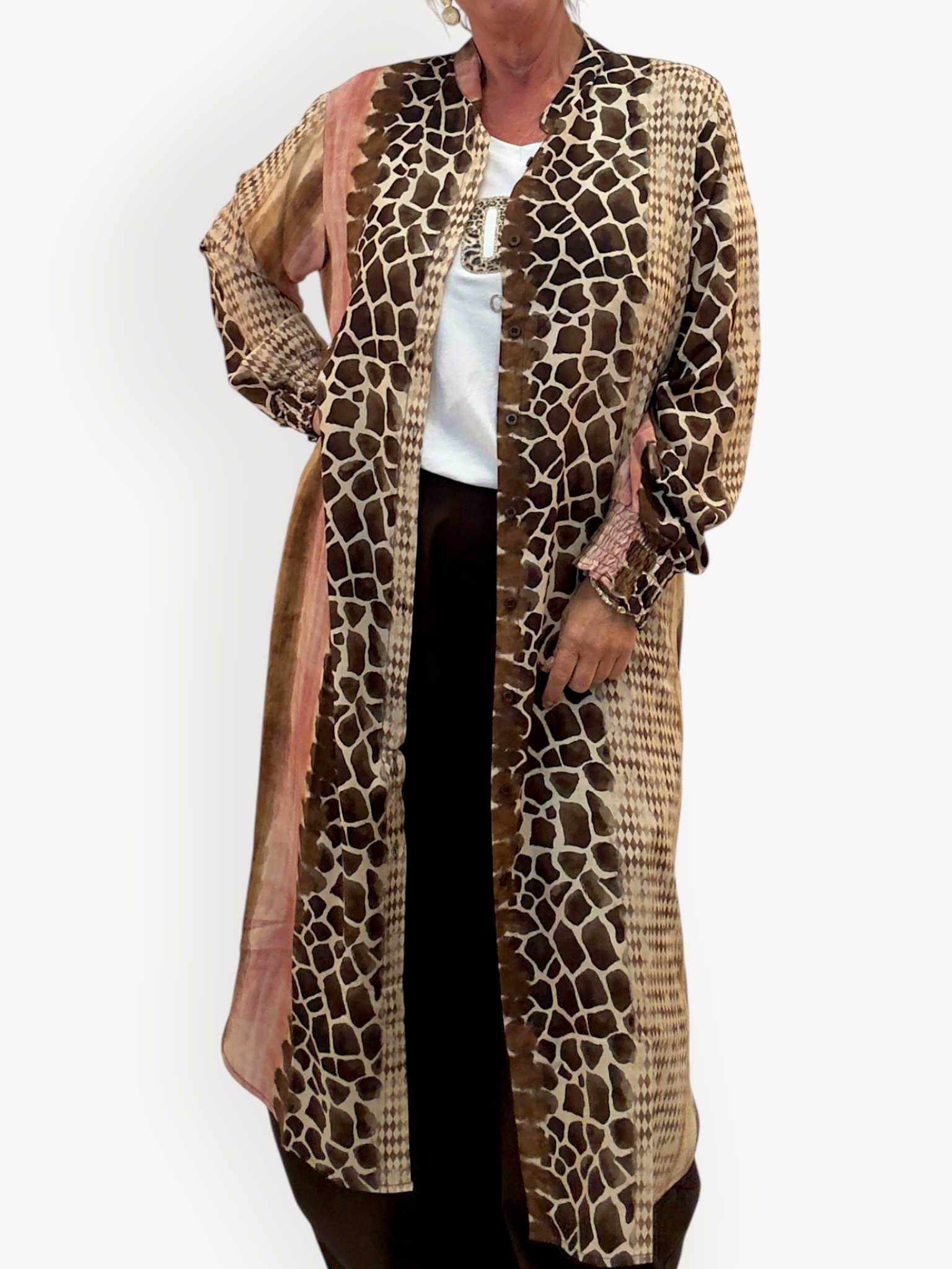 Lång kaftan med mönstermix