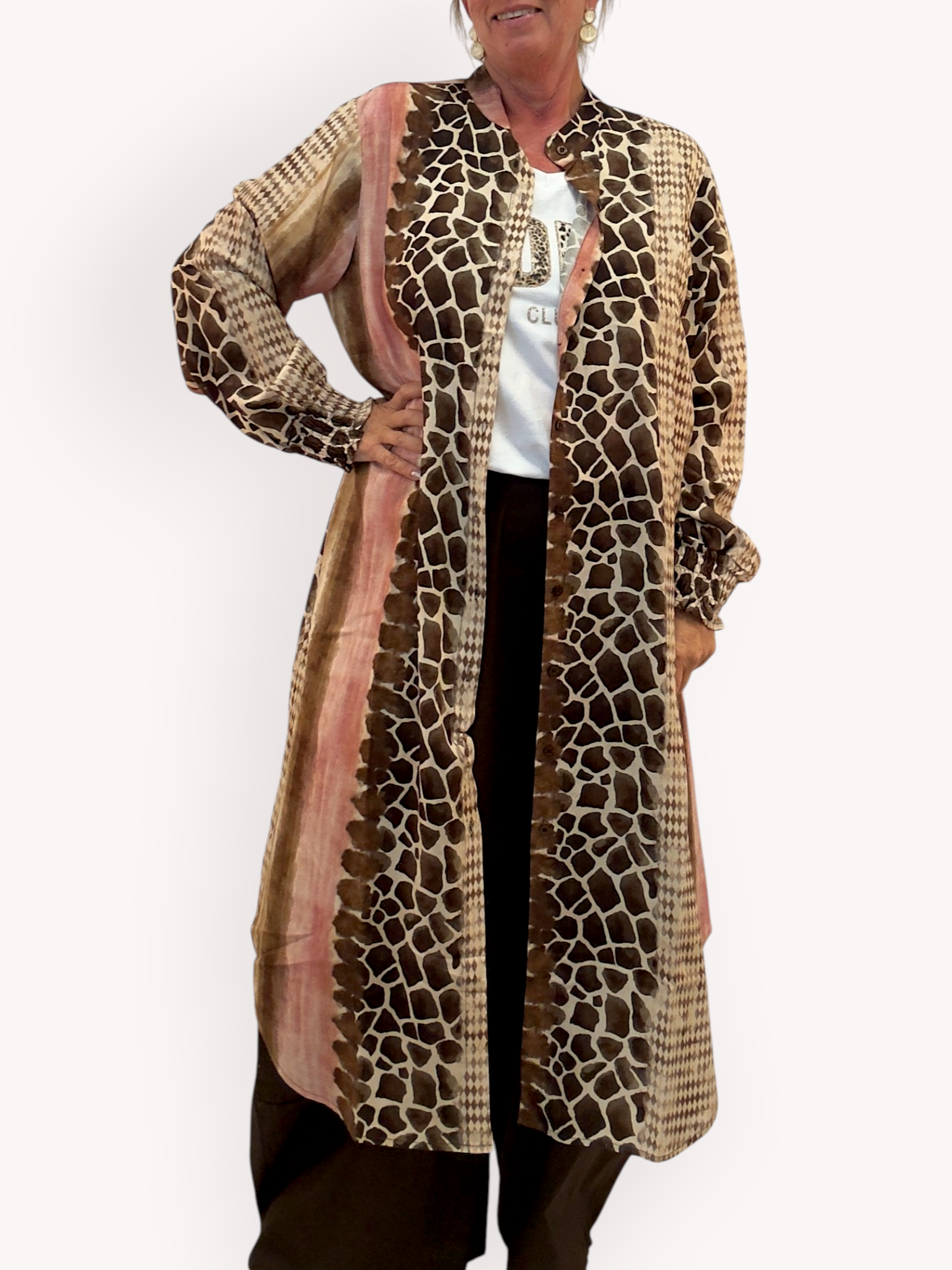 Lång kaftan med mönstermix - 2