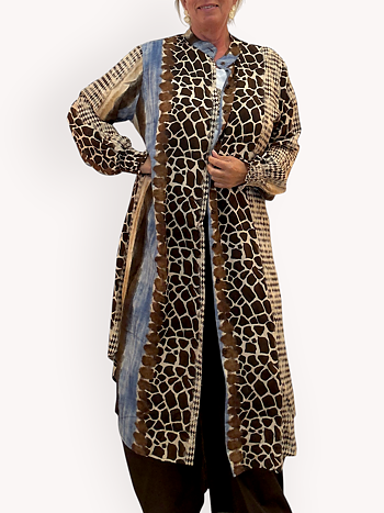 Lång kaftan med mönstermix