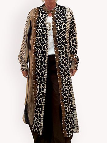Lång kaftan med mönstermix
