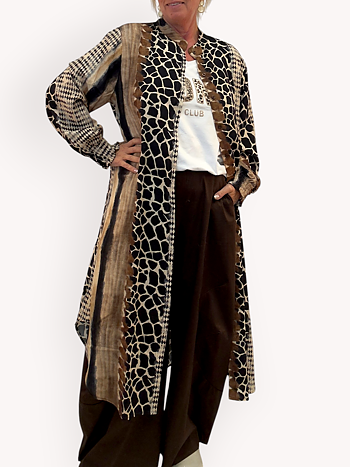 Lång kaftan med mönstermix