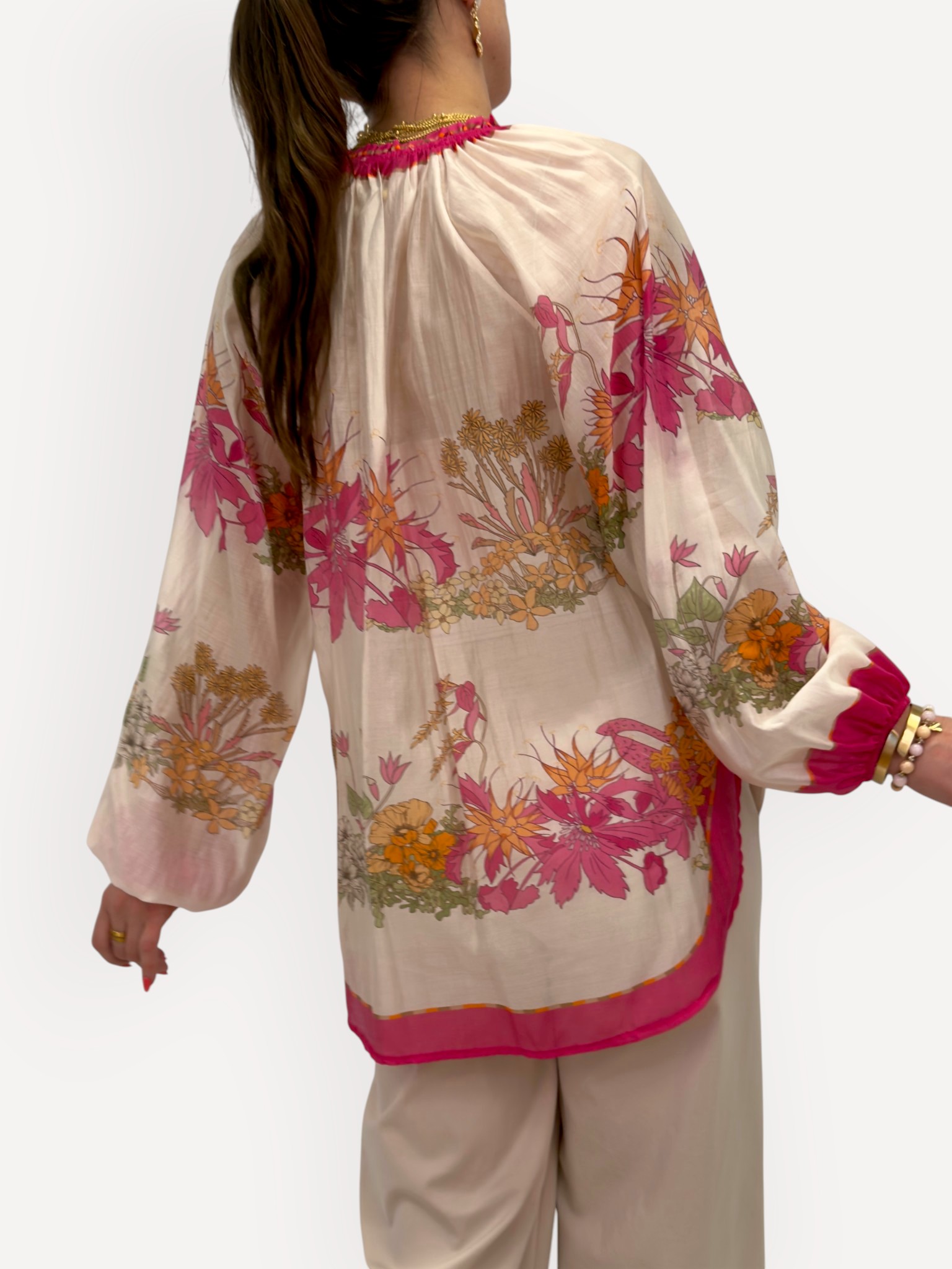 Blommig blus i tencel - 2