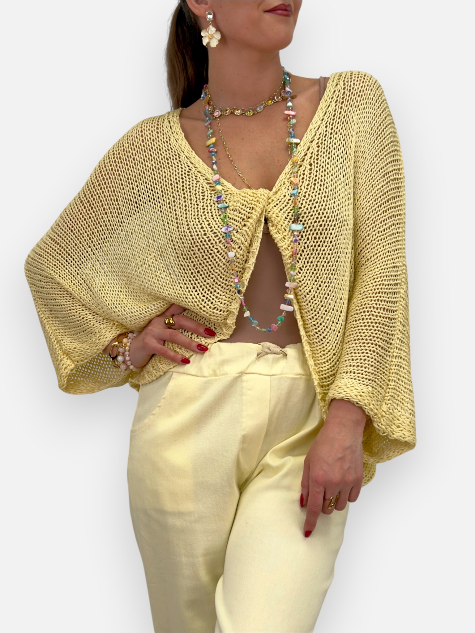 Open-knit sweater with knot - 3