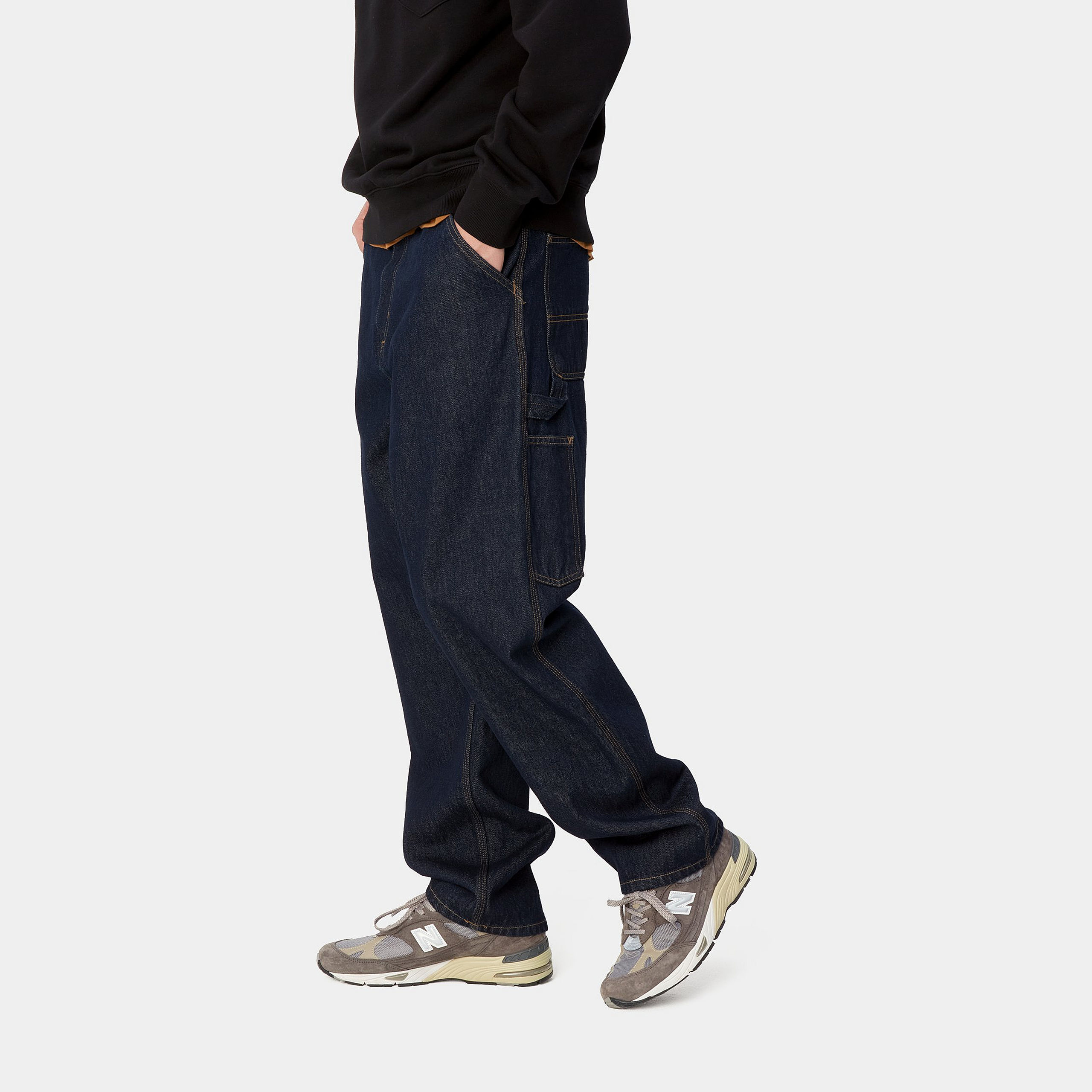 Carhartt WIP Single Knee Blue Rinsed Jeans - 2