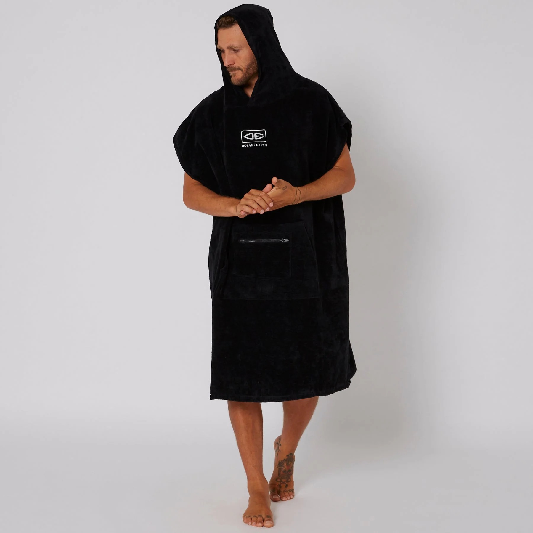 Ocean & Earth Corp Hooded Poncho Black - 2