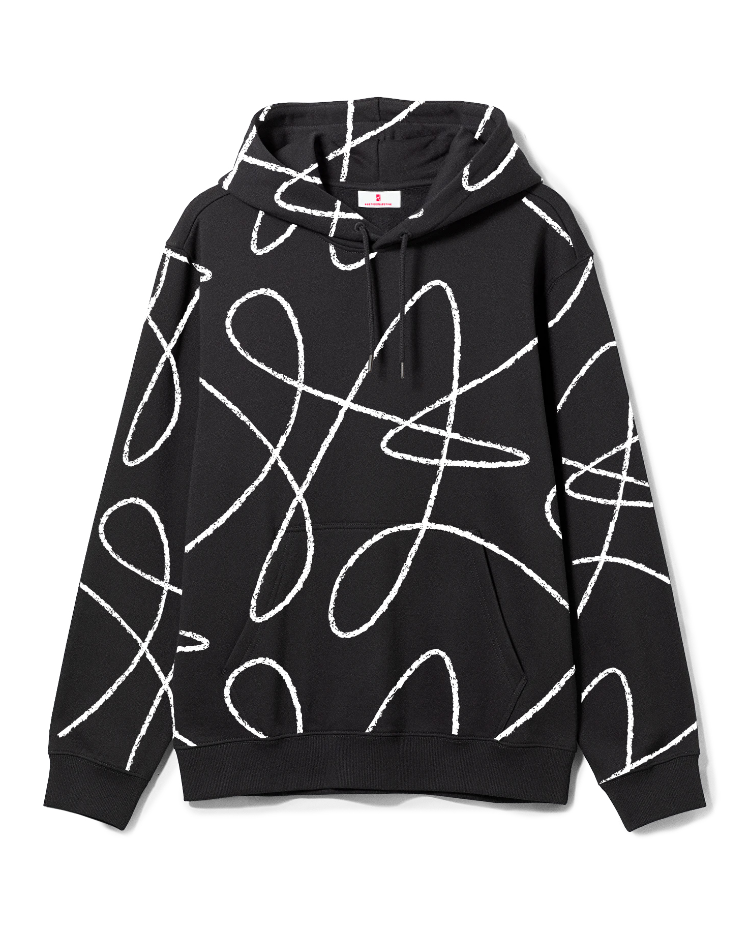 Poetic Collective Doodle Pattern Hoodie Black
