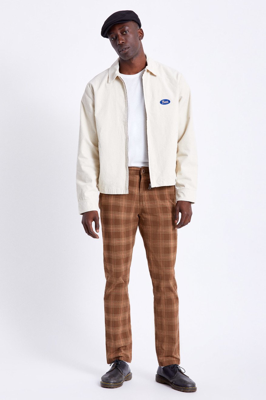 Brixton Choice Chino Pant Washed Brown Plaid - 4
