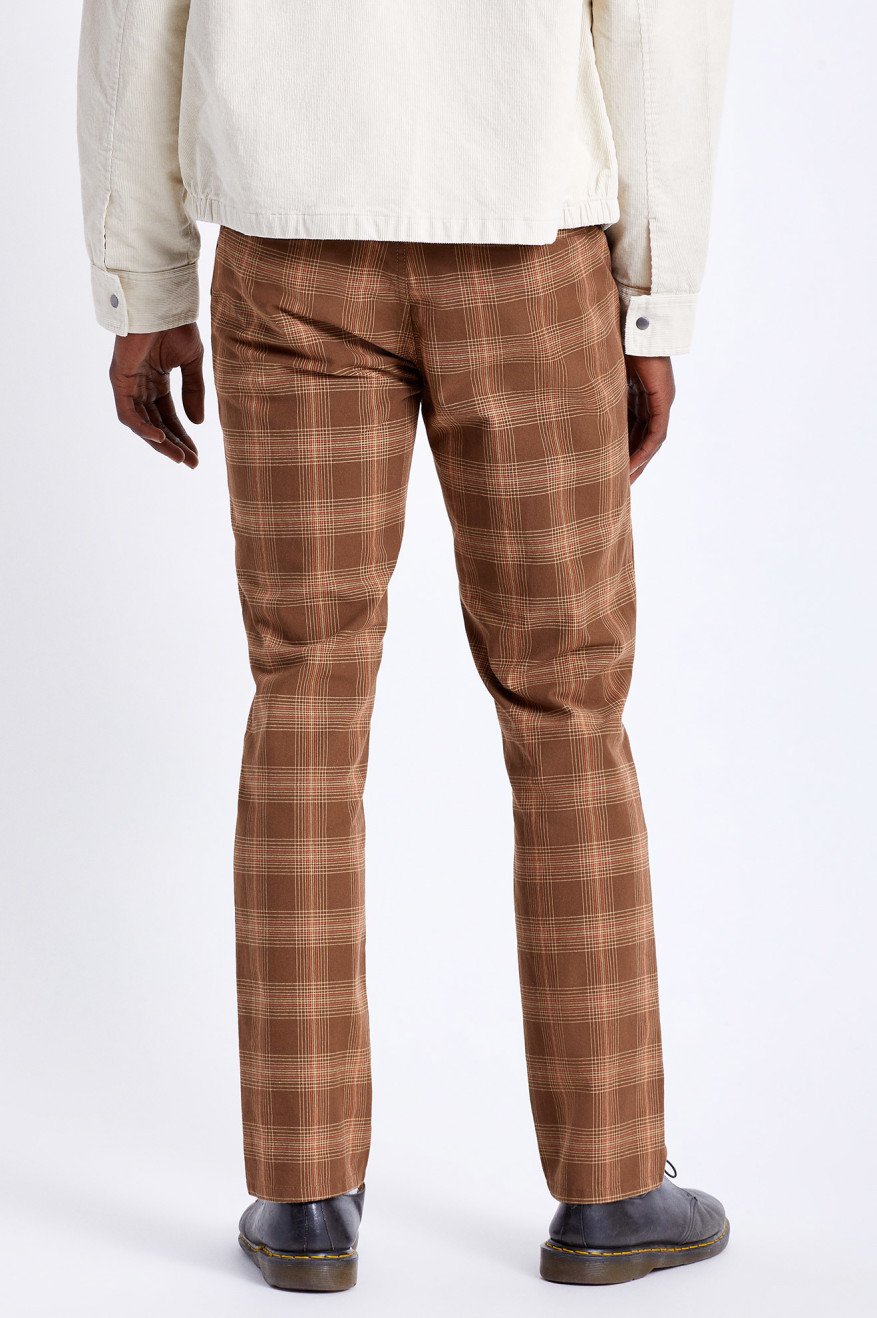 Brixton Choice Chino Pant Washed Brown Plaid - 3
