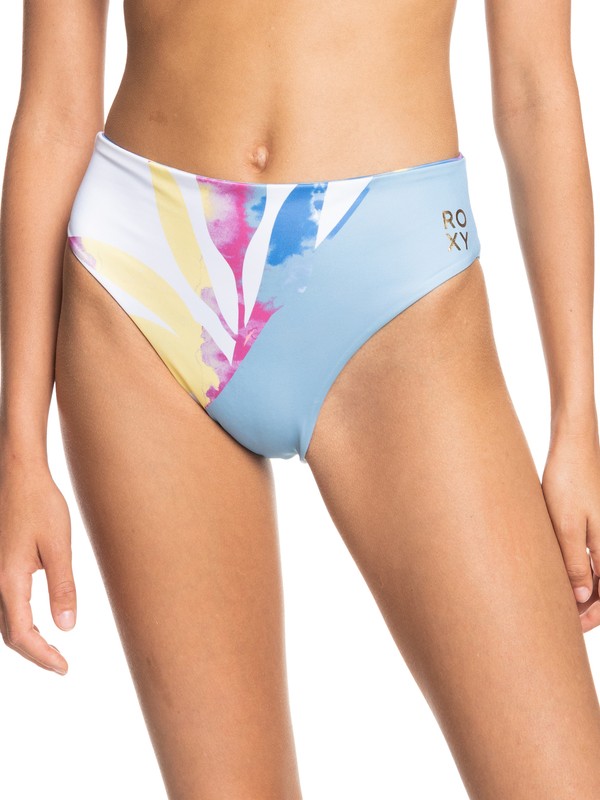 Roxy Pop Surf Mid Waist Bikini Bottoms Pale Marigold Tie Dye Vibes