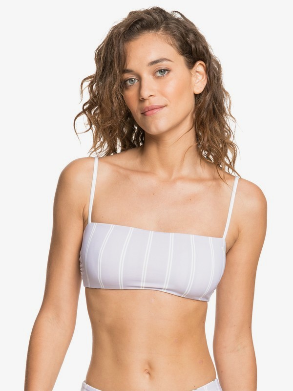 Roxy Sea & Waves Revo Reversible Bandeau Bikini Top Bright White - 2