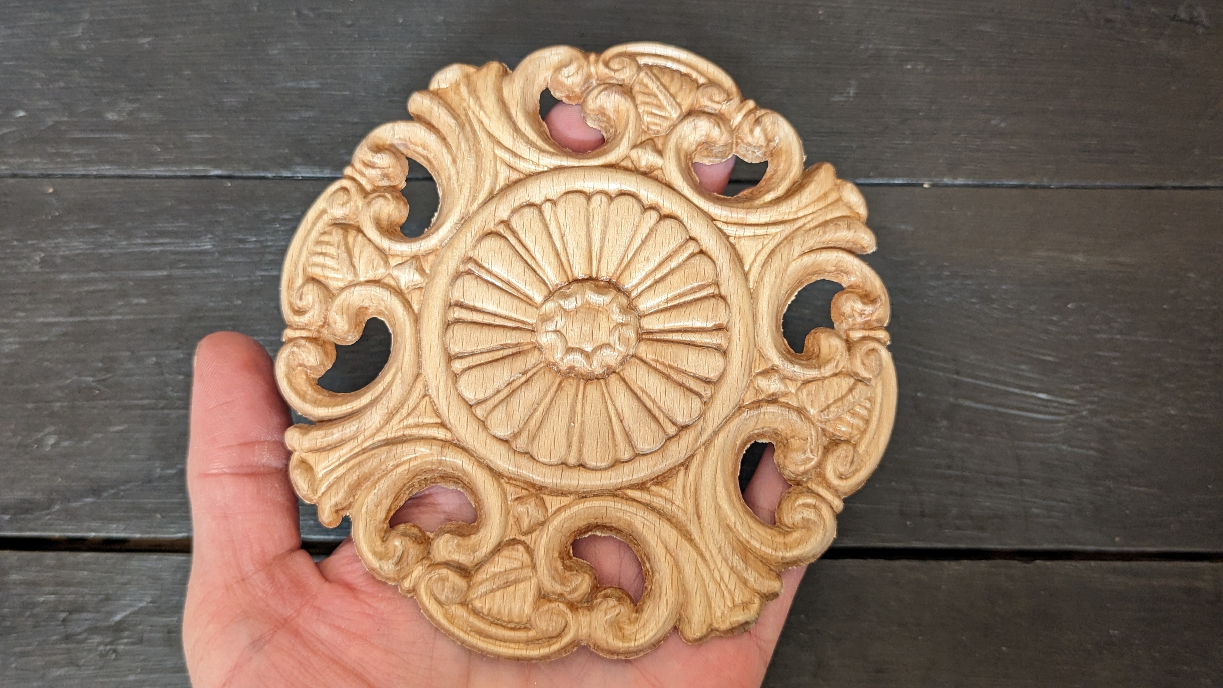 Träornament - Rund Rosett - SRR23 - 2