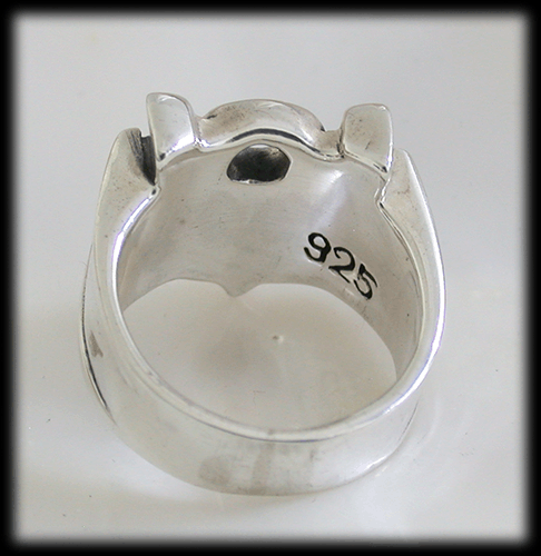 Klackring- Stor V8 ring i Äkta silver. - 3