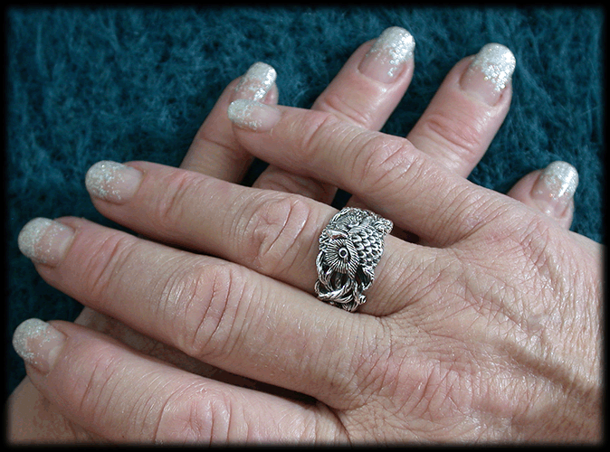 Unik silver uggla ring i Äkta silver. - 3