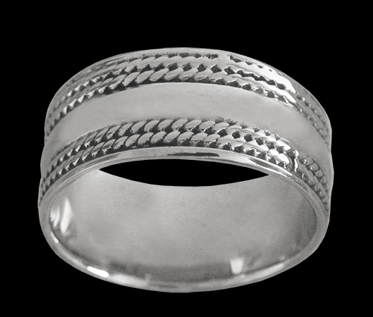 Mönstrad slät ring i Äkta silver. - 3