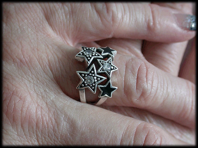 Cool stjärn ring med bling. - 4