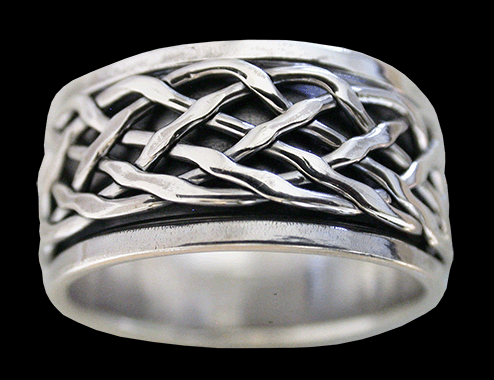 11 mm. Bred spinner ring / stressring i Äkta silver.. - 2