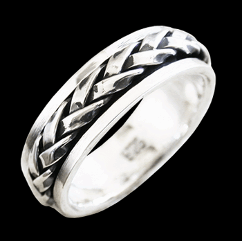 6.5 mm. Flätad stress / ADHD ring i Äkta silver.