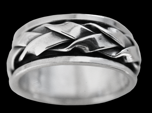 8.7 mm. Flätad spinner ring / stressring i Äkta silver.. - 2