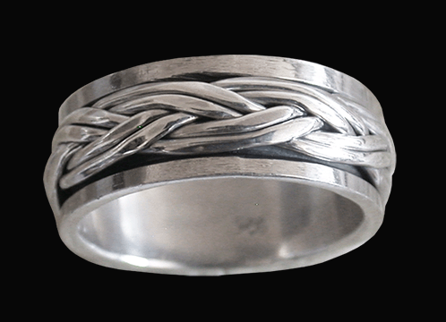 8.2 mm. Flätad spinner ring / stressring i Äkta silver.. - 3