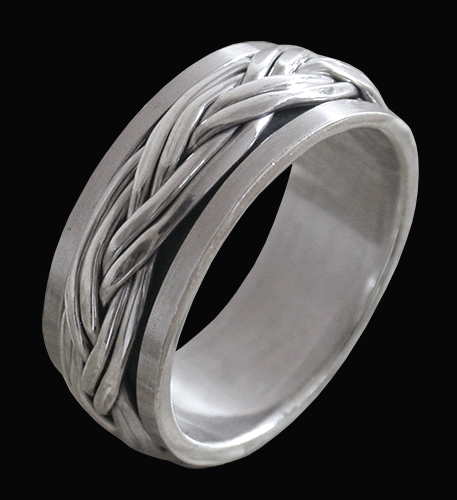 8.2 mm. Flätad spinner ring / stressring i Äkta silver.. - 2