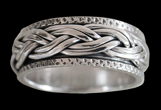 8.2 mm. Flätad spinner ring / stressring i Äkta silver. - 2