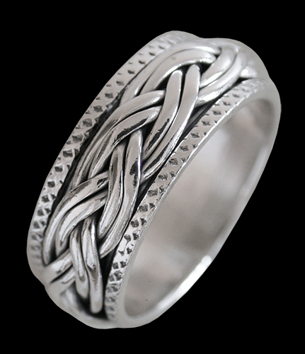 8.2 mm. Flätad spinner ring / stressring i Äkta silver.