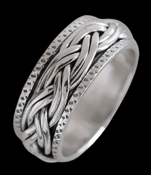 8.2 mm. Flätad spinner ring / stressring i Äkta silver.