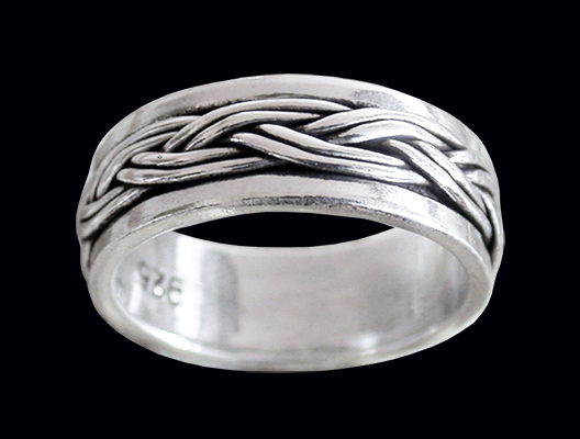 6.5 mm. Flätad spinner ring/ stressring i Äkta silver. - 3