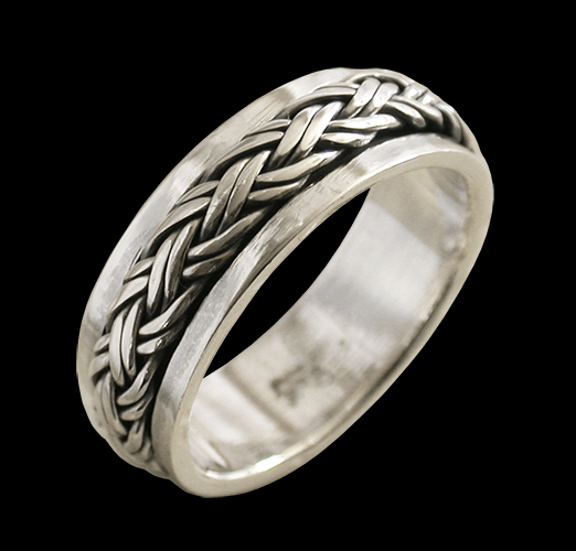 6 mm. Flätad Spinner / stressring i Äkta silver. - 2