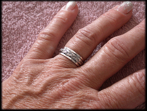 6.2 mm. Liten flätad Spinner ring i Äkta silver. - 3