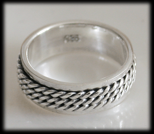 6.5 mm. Spinner ring / stressring i Äkta silver. - 4