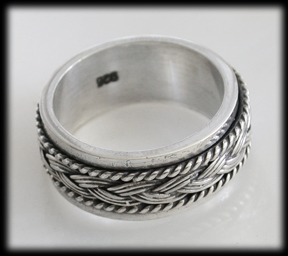 8.5 mm. Spinner ring / stressring i Äkta silver. - 3
