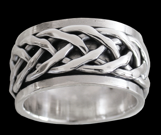 11.2 mm. Bred spinner ring / stressring i Äkta silver. - 2