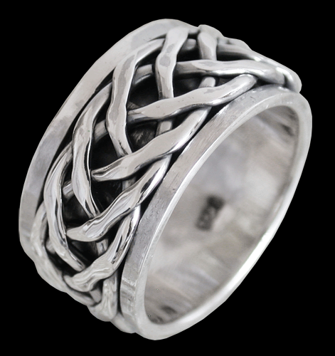 11.2 mm. Bred spinner ring / stressring i Äkta silver.